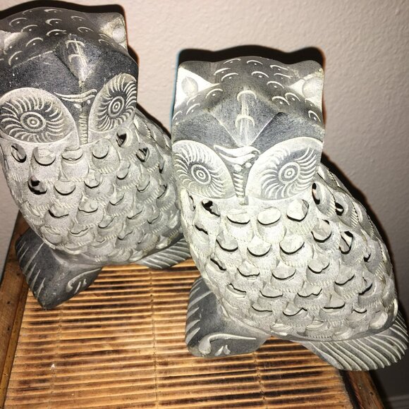 RARE Sandstone Owl Book ends Made in India - Gorgeous  office closet - Picture 10 of 10